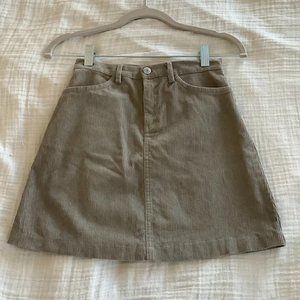 Brandy Melville Taupe Corduroy Juliette Skirt